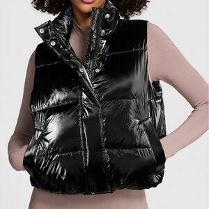 Shiny Black Puffer Vest. Victoria’s Secret PINK